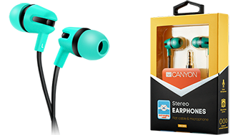 CANYON CNS-CEP4G Stereo earphone with microphone, 1.2m flat cable, Green